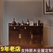QAY home new Chinese style retro all solid wood dining side cabinet Dining room log wine cabinet Living room storage decorative wooden cabinet