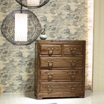 QAY home old elm full solid wood new Chinese style chest of drawers 5 chest of drawers locker new Chinese custom