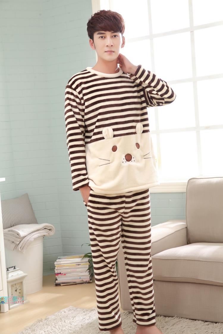 Mùa đông san hô nhung One Piece đồ ngủ nam dày phim hoạt hình Lufei mùa đông thanh niên học sinh trung học flannel phù hợp bộ mặc nhà thu đông cho nam