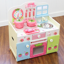 Simulation kitchen toy set cooking stove for boys and girls playing home children wooden cut birthday gift