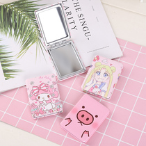 Portable makeup mirror Girl double-sided small mirror Mini dressing mirror Cartoon cute princess mirror Folding mirror portable