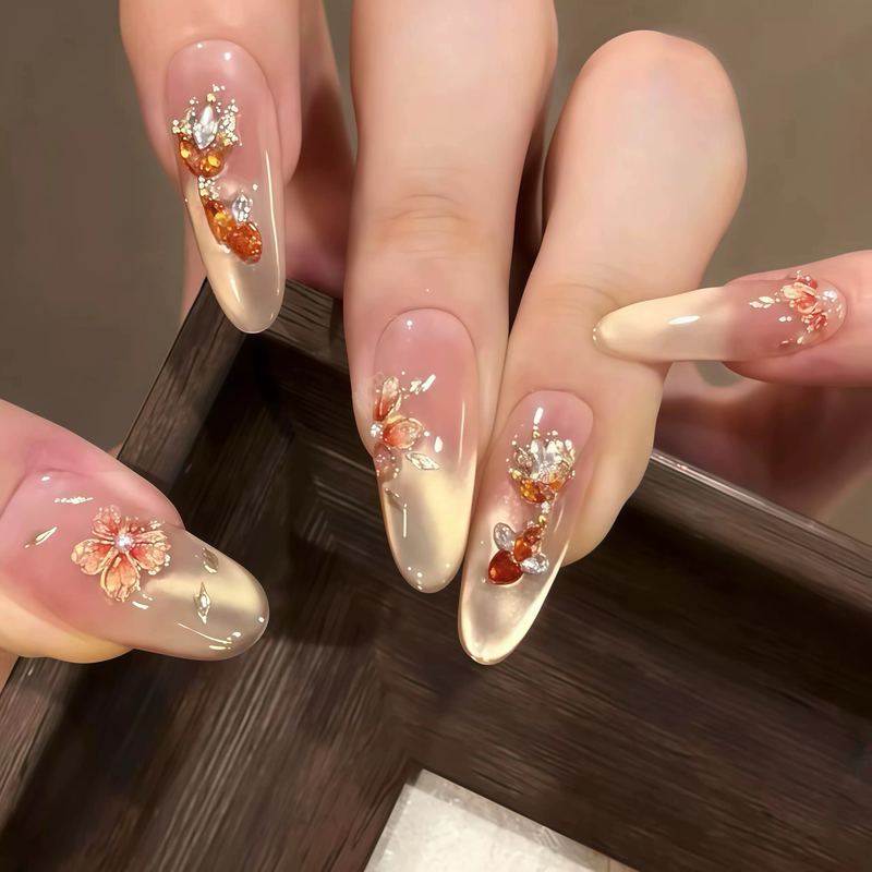 【Good Luck Koi】New Year Cat Eye Handmade Wearable Nails New Chinese Style Whitening Autumn and Winter High-End Elegant Nail Stickers