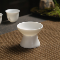 Tea filter white porcelain suet jade porcelain tea leak filter cover bowl kung fu tea set tea ceremony accessories set handmade pure white