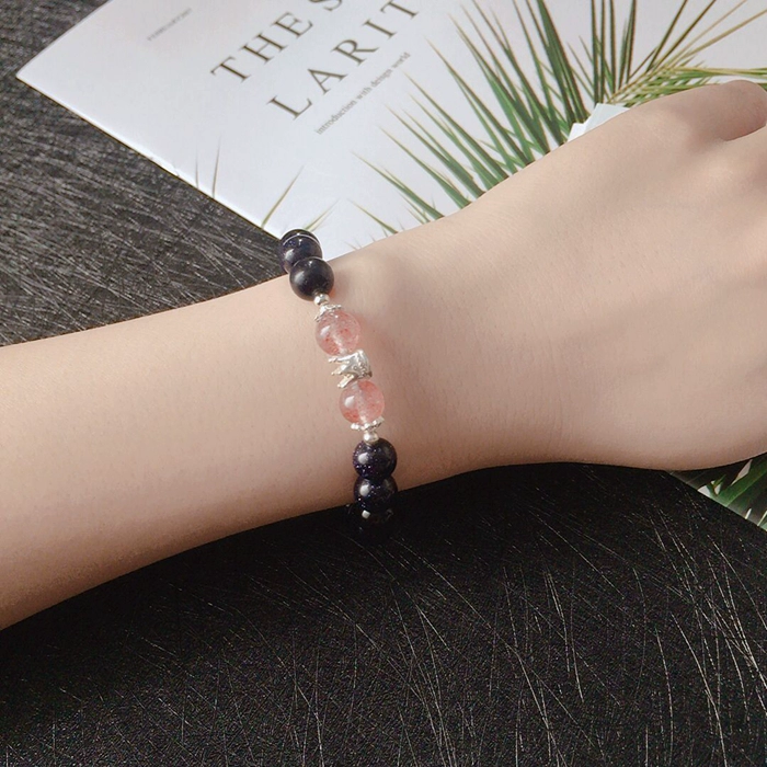 Tự nhiên Kyanite Strawberry Pha Lê Moonstone Thạch Anh Tím Dreamcatcher Hoa Màu Xanh Hành Tinh Sterling Silver Bracelet Bộ Quà Tặng