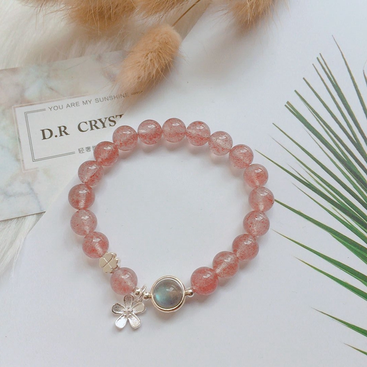 Tự nhiên Kyanite Strawberry Pha Lê Moonstone Thạch Anh Tím Dreamcatcher Hoa Màu Xanh Hành Tinh Sterling Silver Bracelet Bộ Quà Tặng