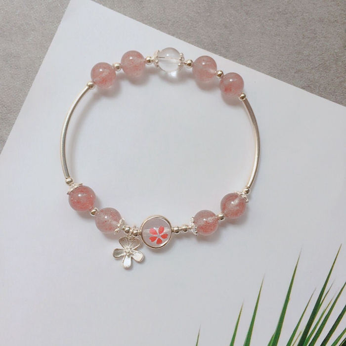 Tự nhiên Kyanite Strawberry Pha Lê Moonstone Thạch Anh Tím Dreamcatcher Hoa Màu Xanh Hành Tinh Sterling Silver Bracelet Bộ Quà Tặng