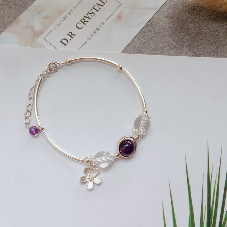 Tự nhiên Kyanite Strawberry Pha Lê Moonstone Thạch Anh Tím Dreamcatcher Hoa Màu Xanh Hành Tinh Sterling Silver Bracelet Bộ Quà Tặng