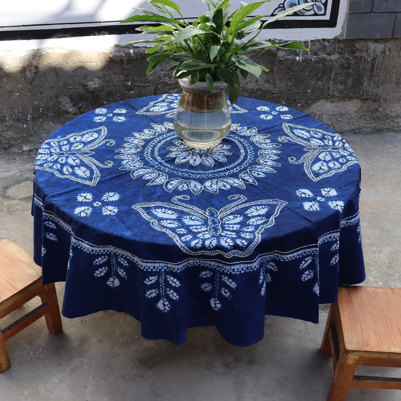 Large Polytechnique Dyeing Table Cloth Handmade Round Tea Table Cover Towels Embroidery Fields Garden Chinese Table Cloth Hotel Living Room Hotel Bouarts-Taobao