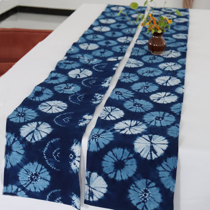 Great Polywhite Artisanal Zstained New Chinese Table Flag-Bed Flag Plant Blue Dye Tea Mat Tea Art Table Towels Tea Accessories
