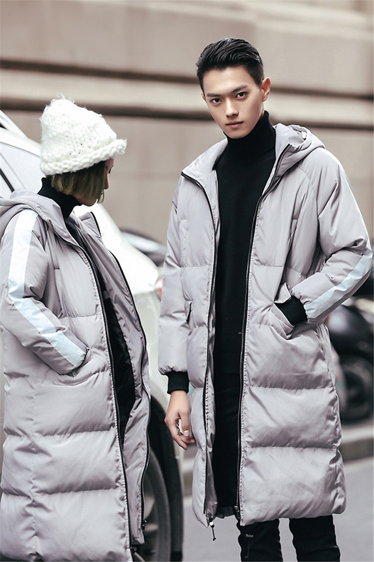 Áo khoác dài cotton mùa đông cho học sinh mặc áo khoác cotton quá khổ đầu gối Bánh mì Hàn Quốc những người yêu thích áo khoác đôi áo khoác nam