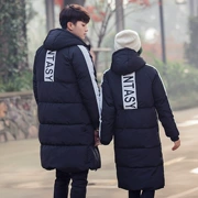 Áo khoác cotton mùa đông Slim phiên bản Hàn Quốc của áo khoác cotton mỏng cho nam và nữ trong phần dài của áo khoác cotton trùm đầu dày