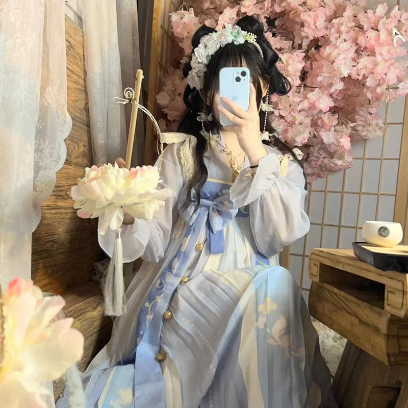 Spring Breeze Doesn'T Speak Original [Luolan] Chest-Length Ruqun Han Element Set Hanfu Women's Full Set at a Bargain Price Spring/Summer Edition