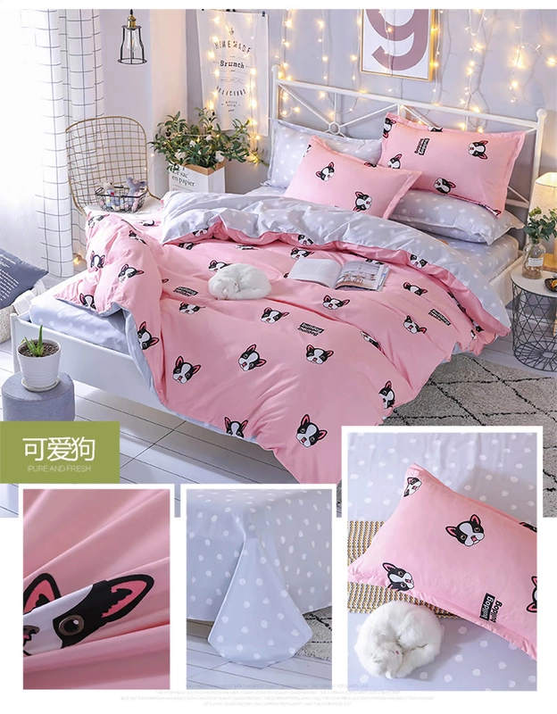 Chất lượng cao cotton bốn mảnh ga trải giường chăn bông trải giường ba mảnh in gió đơn giản