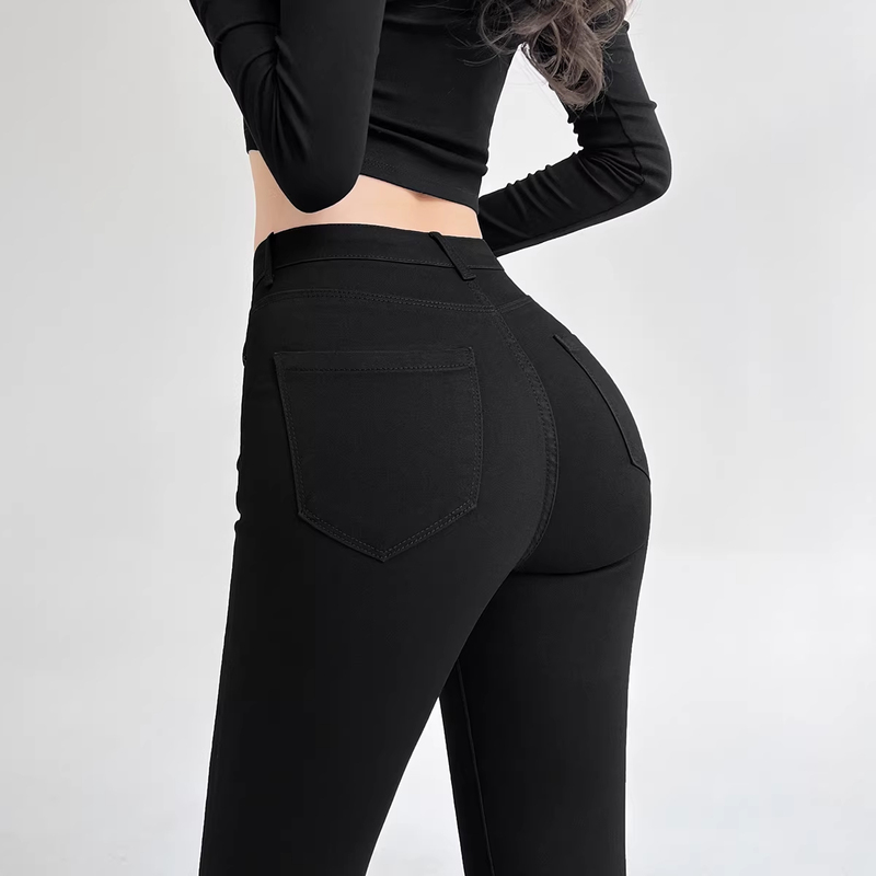 Black High-Waisted Skinny Pants for Women 2026 Spring/Summer Slim Fit Butt-Lifting Stretch Leggings Simple Style Long Pants