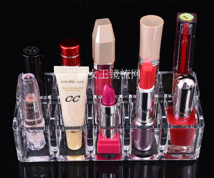 Acrylic Transparent 10-Grid 16-Grid Lipstick Holder Nail Polish Holder Large Grid Lipstick Holder Desktop Lipstick Storage Box