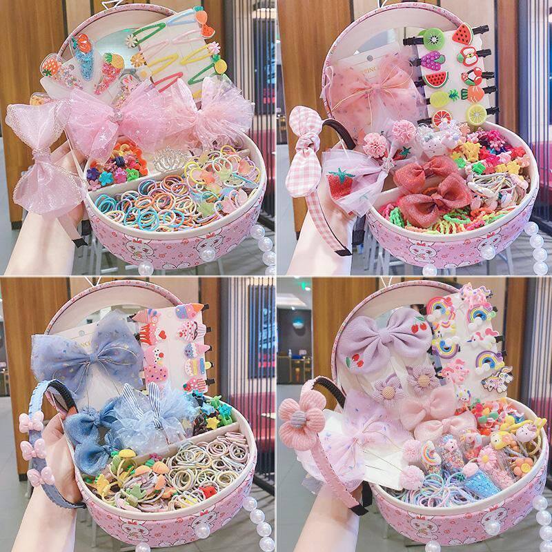 Hair accessories hair clip top clip hair clip set children baby dressing bag rubber band girl cute princess jewelry storage box