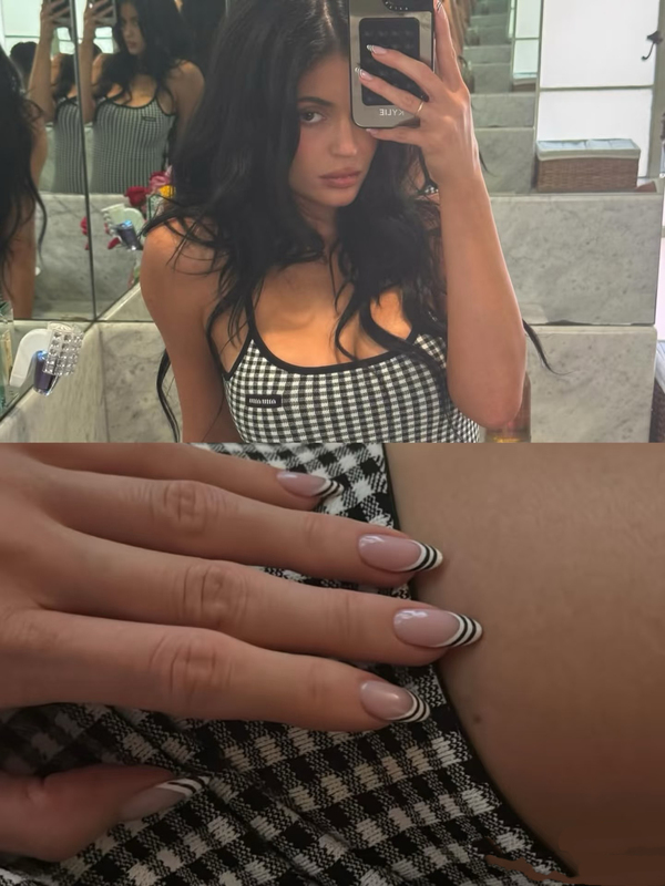 Jin Xiaomei Kelly's Same Style French Pattern Handmade Wearable Nails with Removable Patches