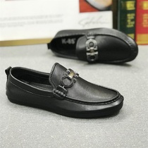 New Male Bean Sneakers Business Positive Dress Casual Leather Leather Soft Bottom 100 Hitch Comfort Men Shoes Inglées Shoes Fall