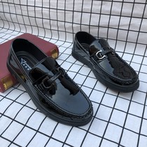 Bright Lacquer Leather Bean Shoes Mens Inn Trend Han Edition Business Zheng Casual Bright Face Mesh Red 100 hitch for mens shoes