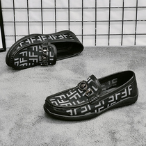 Net-yarn breathable bean-bean shoes Mens shoes Summer thin Korean version Mens leather shoes New trendy soft bottom casual shoes net face