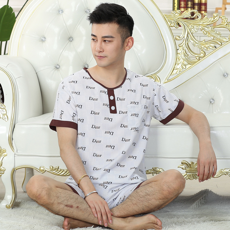 mỡ bông nhân tạo để tăng bộ đồ ngủ mens mùa hè tay áo ngắn quần cotton lụa pajama scariest trẻ không thường xuyên về nhà mặc.