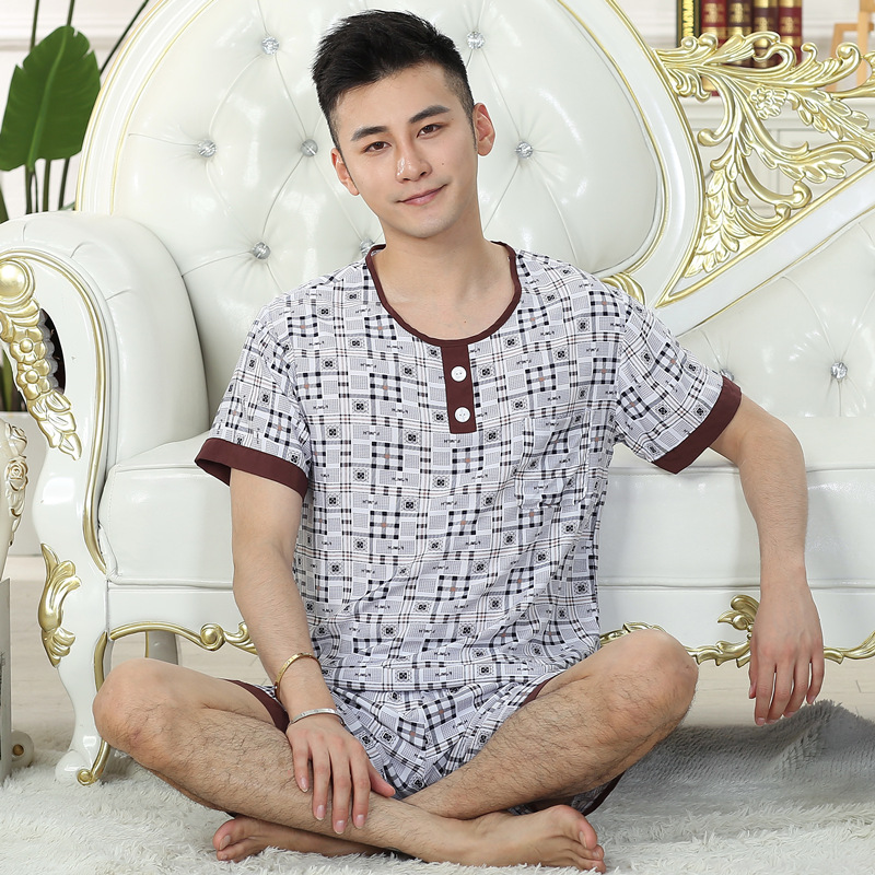 mỡ bông nhân tạo để tăng bộ đồ ngủ mens mùa hè tay áo ngắn quần cotton lụa pajama scariest trẻ không thường xuyên về nhà mặc.