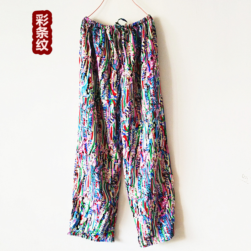 Mùa xuân và mùa hè phụ nữ bông pajama quần quần phụ nữ lỏng lẻo tăng chất béo bông lụa trung niên pajama quần quần thể thao