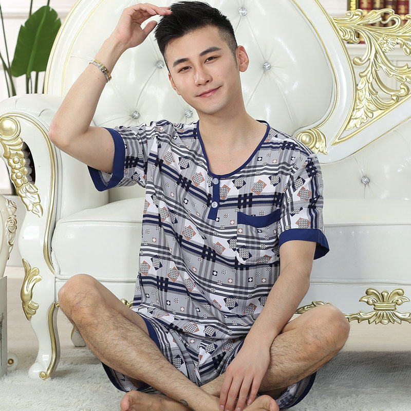 mỡ bông nhân tạo để tăng bộ đồ ngủ mens mùa hè tay áo ngắn quần cotton lụa pajama scariest trẻ không thường xuyên về nhà mặc.