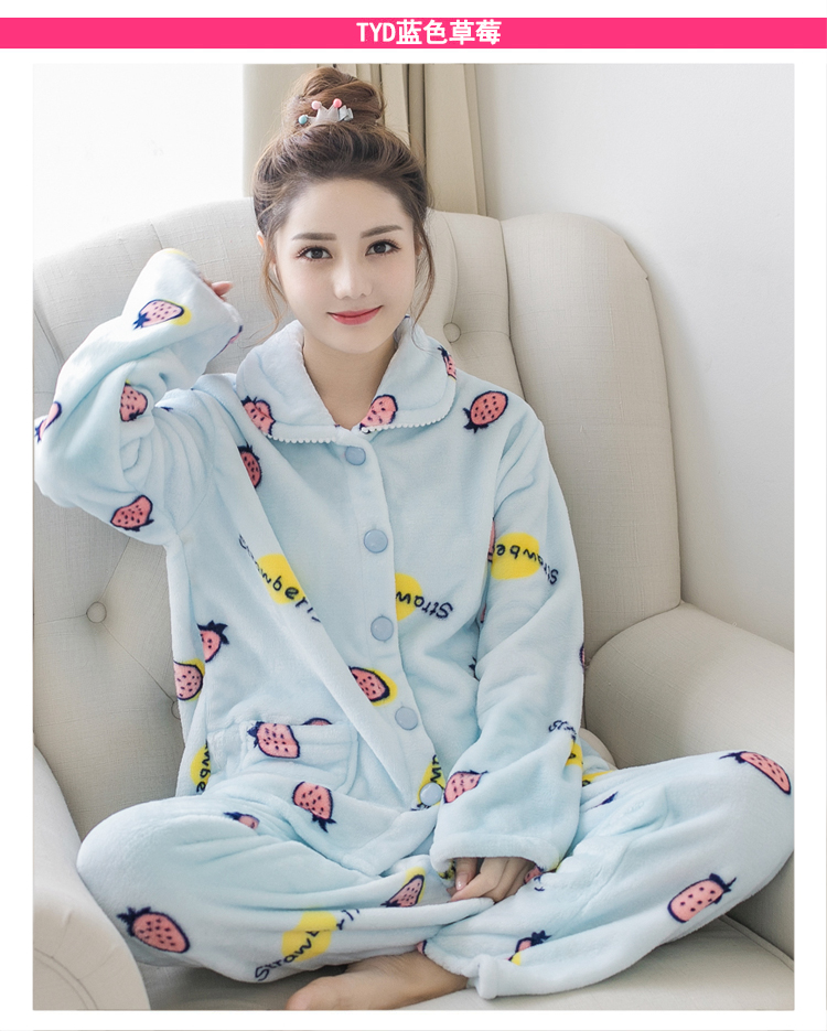 Bộ đồ ngủ nữ nhung san hô mùa đông phiên bản Hàn Quốc của những mẫu mùa thu và mùa đông dễ thương đồ bộ nữ mặc nhà