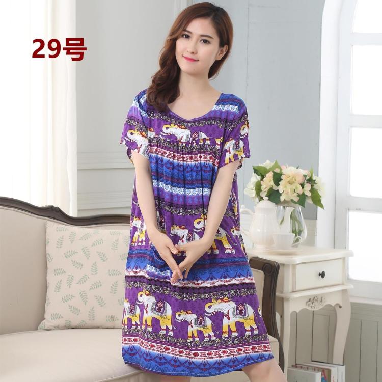 Mùa hè cộng với phân bón để tăng cotton lụa của mẹ nightdress nhân tạo bông trung niên nữ đồ ngủ ngắn tay cotton lụa thai sản nightdress