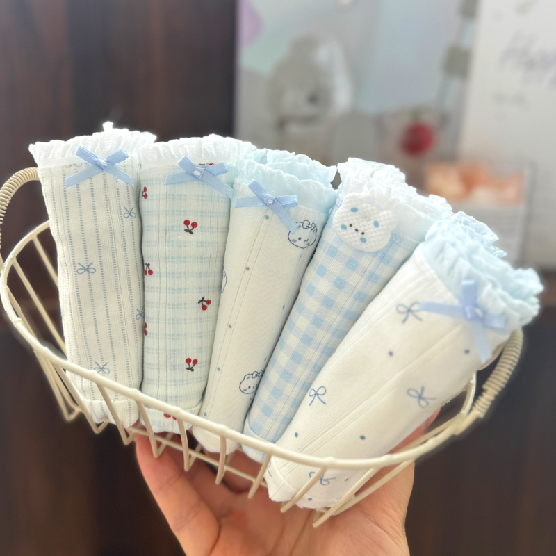 Starry Sky Dot A-Class Cotton Underwear for Girls, Pure Cotton Crotch, Blue and White, Fresh and Cute, Girly Briefs, Summer Thin Style