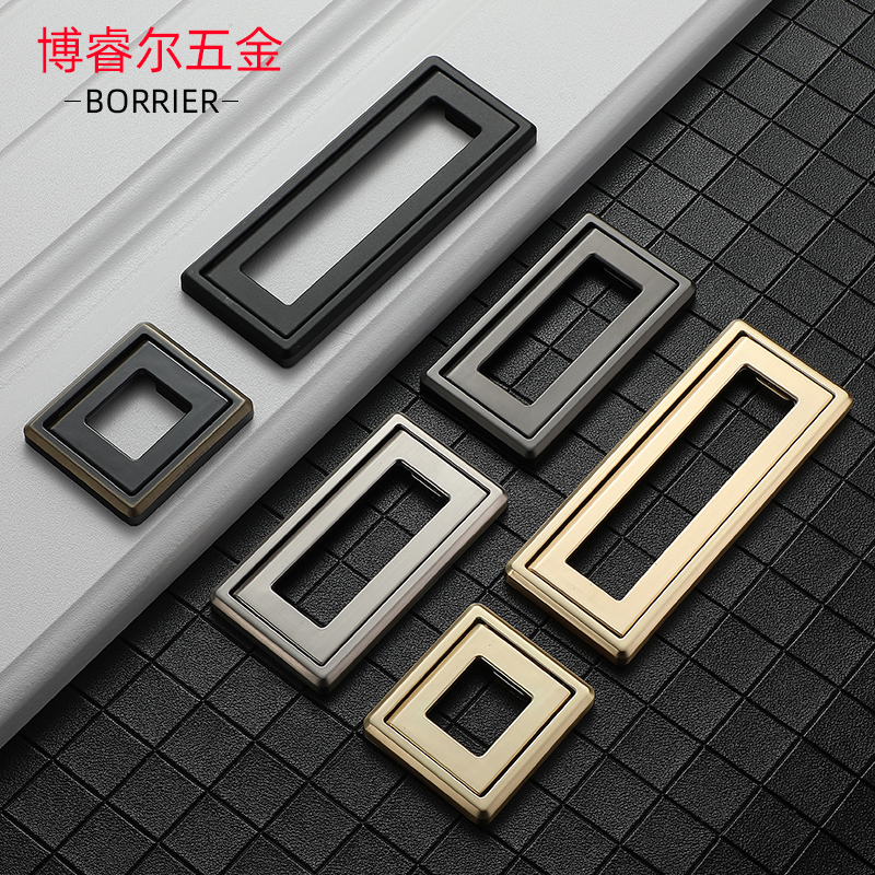 Invisible black hidden handle tatami drawer handle simple cabinet door flat-pack no slotted hidden type drill-free