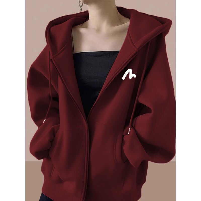 2025 New Korean Style Loose Casual Versatile Hooded Sweatshirt for Women with Unique Design and Fleece Lining, Niche Cardigan Jacket 2025 New Korean Style Loose Casual Versatile Hooded Sweatshirt for Women with Unique Design and Fleece Lining, Niche Cardigan Jacket
