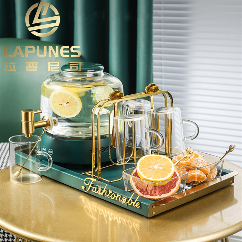 lapunes Nordic Korean-style fruit tea barrel Home cold water pot suit with tap glass anti-explosion water cup kettle