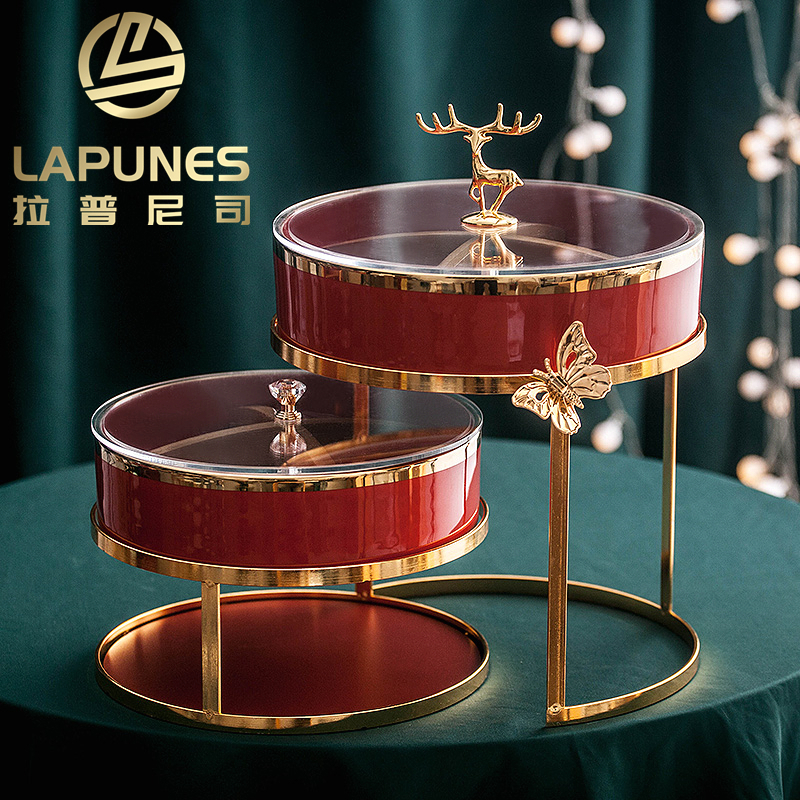 lapunes Korean light luxury ceramic home dessert multi-layer fruit plate living room household snack sugar storage box decoration