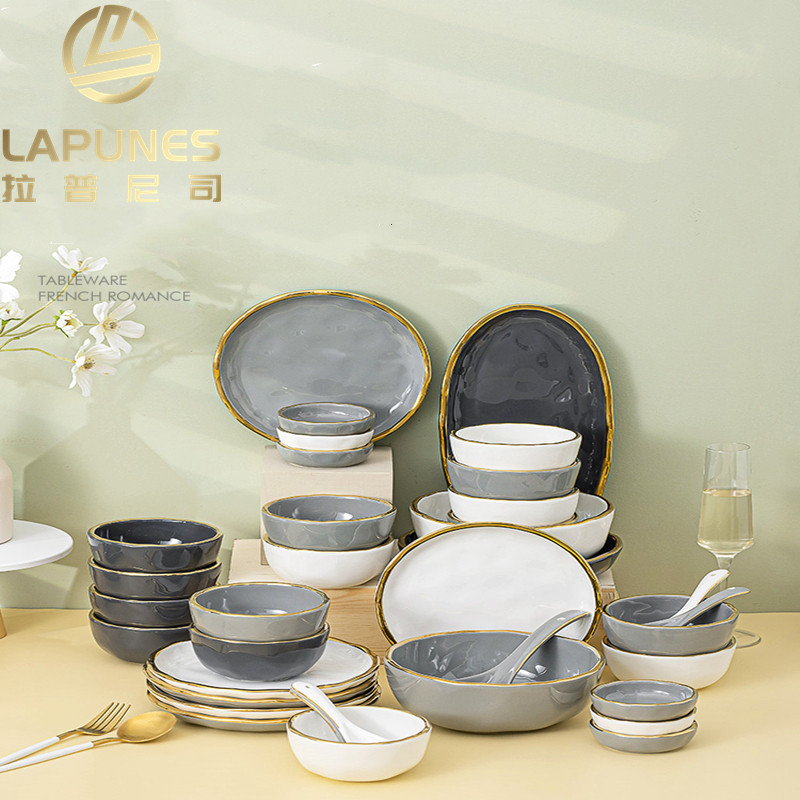 lapunes light and luxurious dish cutlery sets home Joe accommodate high face value bowls chopsticks combine the new little fresher modern