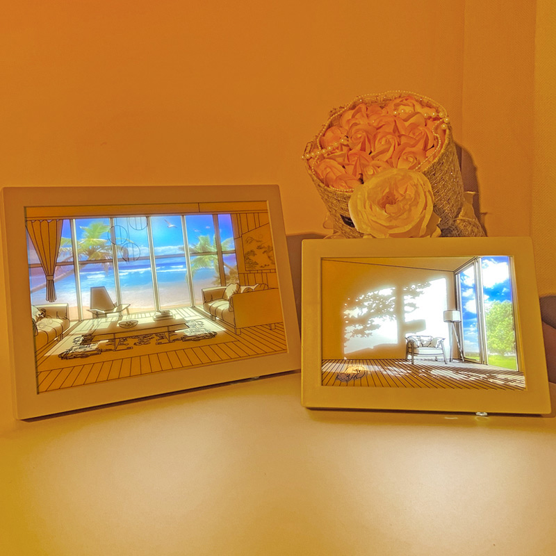 led阳光画灯光画小夜灯床头ins相框发光装饰画风景艺术壁挂画花灯