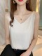 Summer vest for women in summer suit white bottom shirt satin acetic acid v-neck imitation silky smooth top