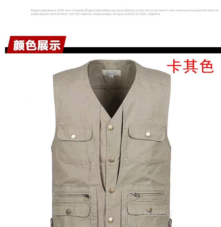 Áo thun nam mùa thu nhiều túi cotton đơn cổ chữ V chụp ảnh giải trí câu cá giải trí nhiều túi vest vest cỡ lớn áo khoác mùa đông nam