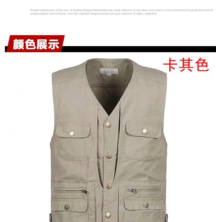 Áo thun nam mùa thu nhiều túi cotton đơn cổ chữ V chụp ảnh giải trí câu cá giải trí nhiều túi vest vest cỡ lớn áo ba lỗ nam tập gym