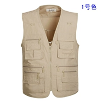 Đàn ông trung niên mùa xuân và mùa hè mỏng phần cộng với kích thước cộng với vest vest béo nhiều túi đa năng vest cá bố quần jean nam big size