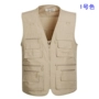 Đàn ông trung niên mùa xuân và mùa hè mỏng phần cộng với kích thước cộng với vest vest béo nhiều túi đa năng vest cá bố quần jean nam big size