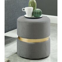 Light extravagance round stainless steel cloakroom shoe stool gray model room velvet clothing store living room sofa stool new products