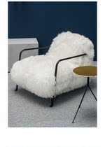Italian light luxury beach wool sofa chair modern real hair chair white metal living room balcony negotiation rest single