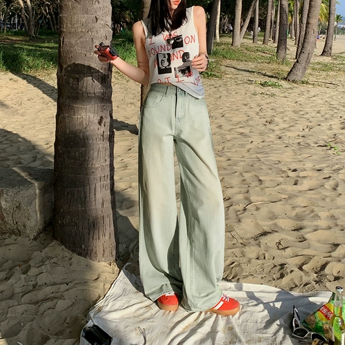 Весенние джинсы, летние штаны для отдыха, ностальгия, 2025 года, высокая талия, оверсайз, свободный прямой крой