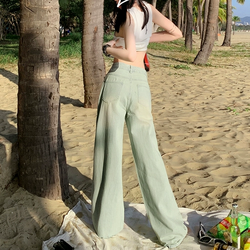 Весенние джинсы, летние штаны для отдыха, ностальгия, 2025 года, высокая талия, оверсайз, свободный прямой крой