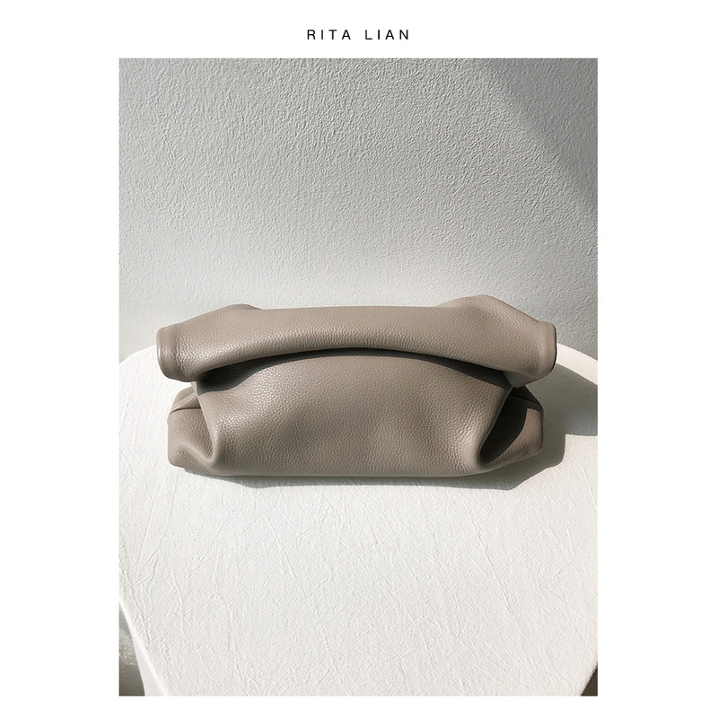 Ritalian Original Design Niche Nordic Casual Artistic Lazy and Stylish Rolled-Edge Genuine Leather Clutch Bag Ritalian Original Design Niche Nordic Casual Artistic Lazy and Stylish Rolled-Edge Genuine Leather Clutch Bag
