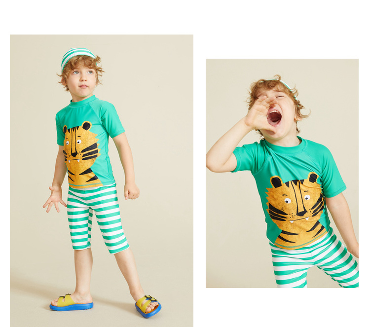 Balla Balla Đồ bơi cho trẻ em Set Big Boy Boy Split Áo tắm ngắn tay ngắn Quần bơi - Đồ bơi trẻ em set đồ bơi bé trai caio cấp