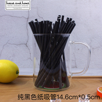 Felice fazy disposable juice paper straw black environmental ultrashort 14 6cm small-size paper straw