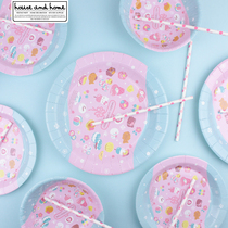 Disposable cartoon eco-friendly paper plate childrens birthday party dinner plate decoration set picnic supplies tableware paper plate thick